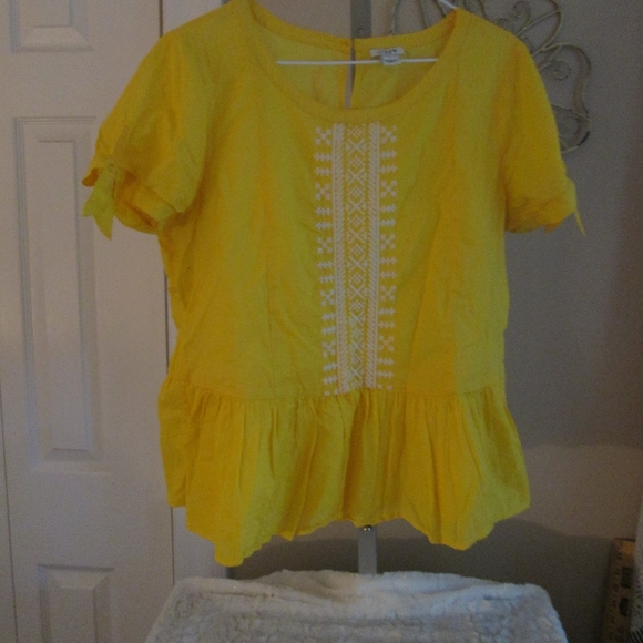 J. Crew Factory Tops - Cotton Embroidered Smocked Peasant Top J. Crew Factory